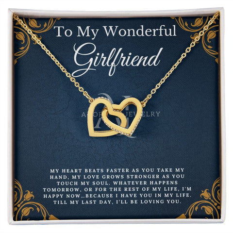 To My Wonderful Girlfriend - Interlocking Heart Necklace