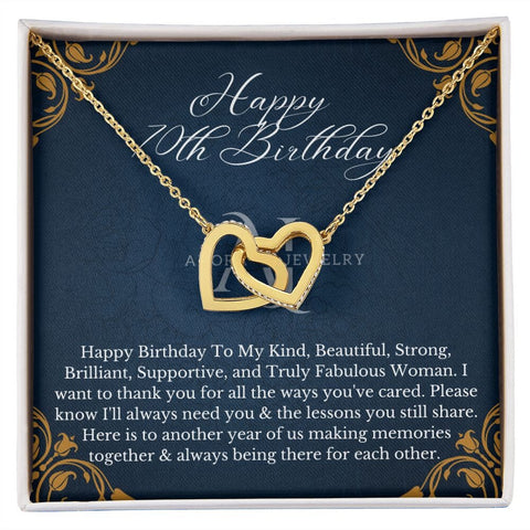 Happy 70th Birthday - Interlocking Hearts Necklace