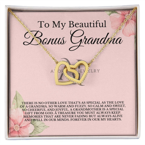 To My Beautiful Bonus Grandma - Interlocking Heart Necklace