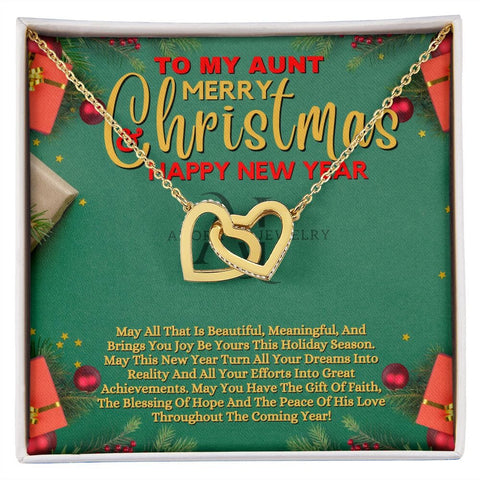 To My Aunt - Merry Christmas - Interlocking Heart Necklace