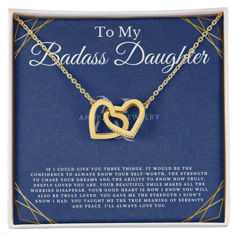 To My Badass Daughter - Interlocking Heart Necklace