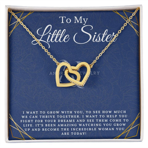 To My Little Sister - Interlocking Heart Necklace