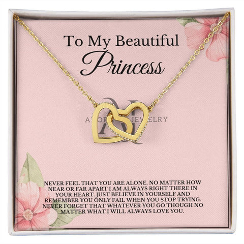 To My Beautiful Princess - Interlocking Hearts Necklace