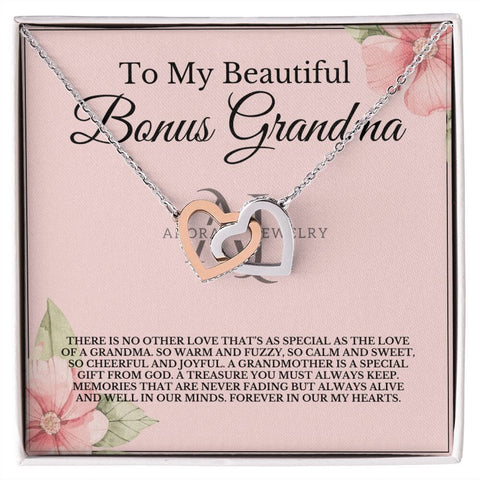 To My Beautiful Bonus Grandma - Interlocking Heart Necklace