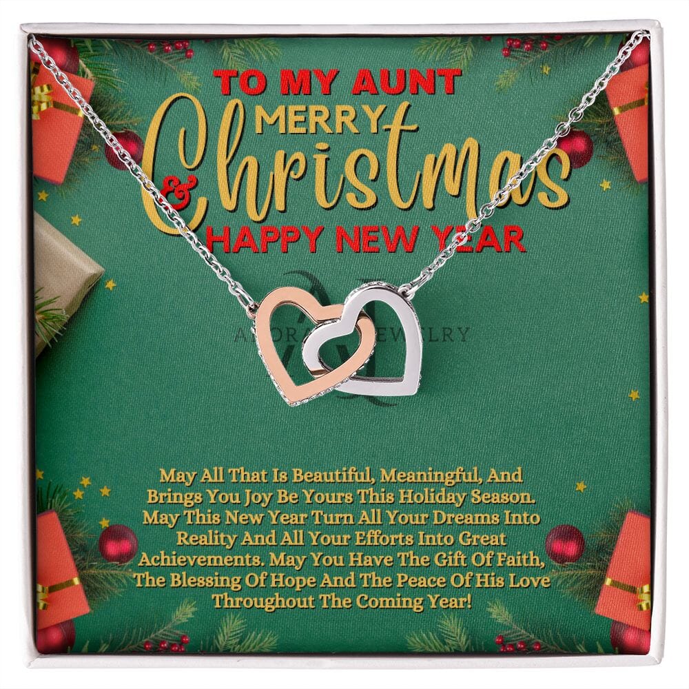 To My Aunt - Merry Christmas - Interlocking Heart Necklace
