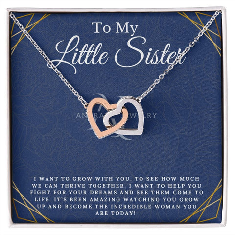 To My Little Sister - Interlocking Heart Necklace