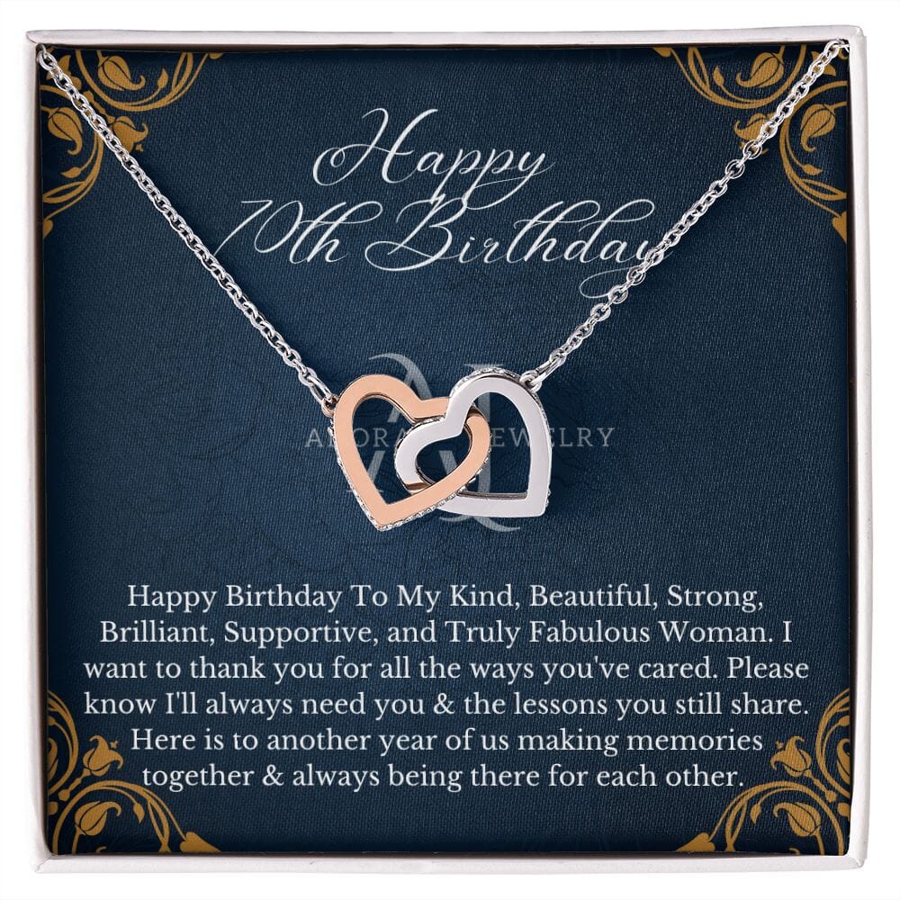 Happy 70th Birthday - Interlocking Hearts Necklace