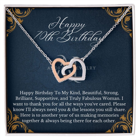 Happy 70th Birthday - Interlocking Hearts Necklace