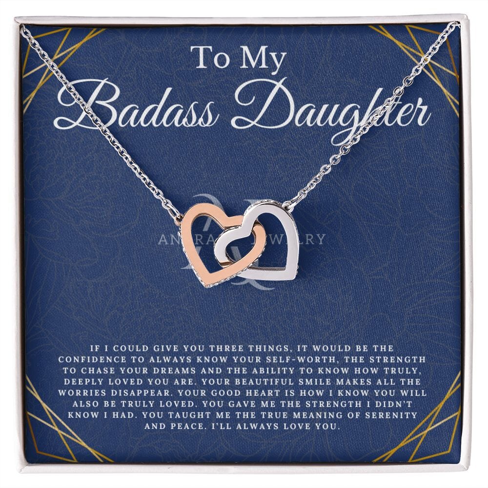 To My Badass Daughter - Interlocking Heart Necklace