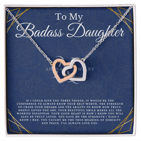 To My Badass Daughter - Interlocking Heart Necklace