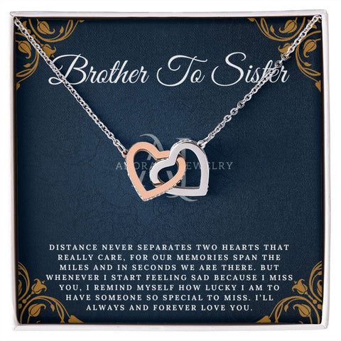 Brother To Sister - 14K Rose Gold Interlocking Heart Necklace
