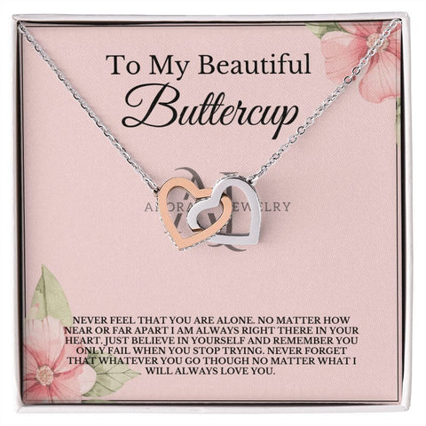 To My Beautiful Buttercup - Interlocking Heart Necklace