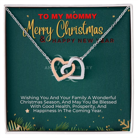 To My Mommy - Merry Christmas - Interlocking Heart Necklace