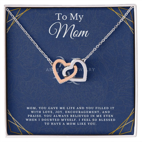 To My Mom - Interlocking Heart Necklace