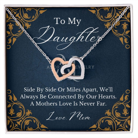To My Daughter - Mother To Daughter - Interlocking Heart Necklace