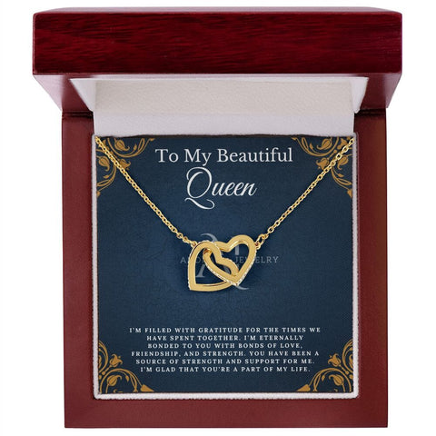To My Beautiful Queen - Interlocking Heart Necklace