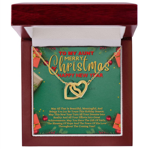 To My Aunt - Merry Christmas - Interlocking Heart Necklace