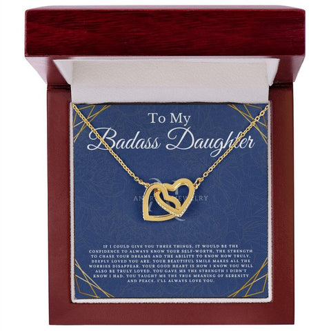 To My Badass Daughter - Interlocking Heart Necklace