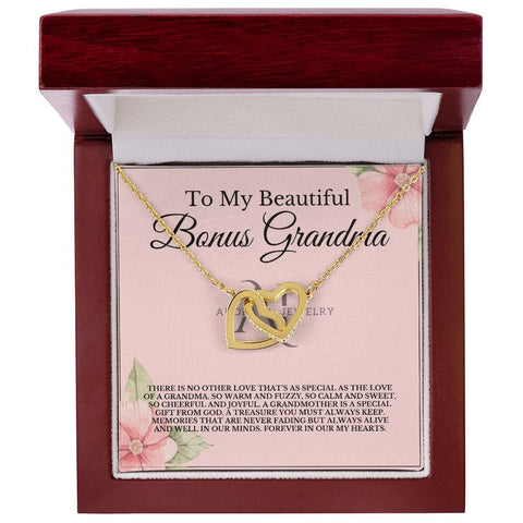 To My Beautiful Bonus Grandma - Interlocking Heart Necklace