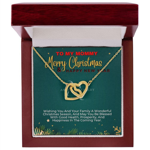 To My Mommy - Merry Christmas - Interlocking Heart Necklace