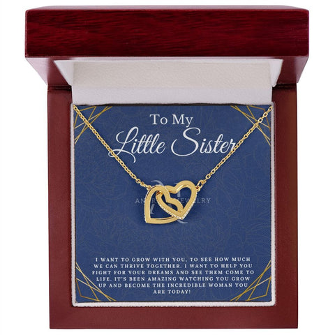 To My Little Sister - Interlocking Heart Necklace