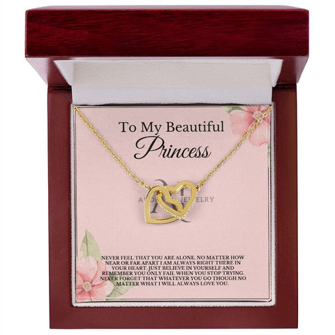 To My Beautiful Princess - Interlocking Hearts Necklace