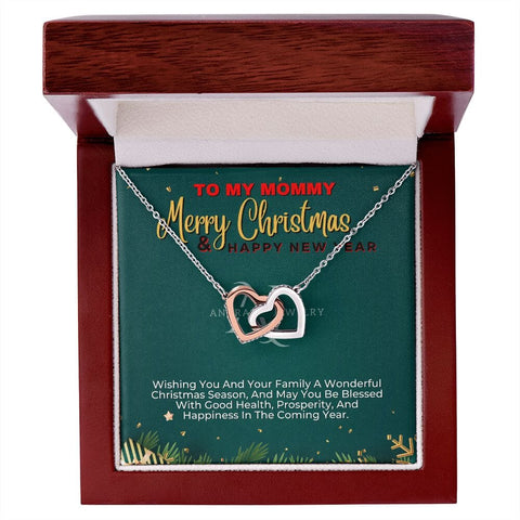 To My Mommy - Merry Christmas - Interlocking Heart Necklace