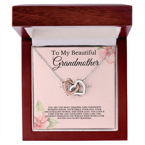 To My Beautiful Grandmother - Interlocking Heart Necklace