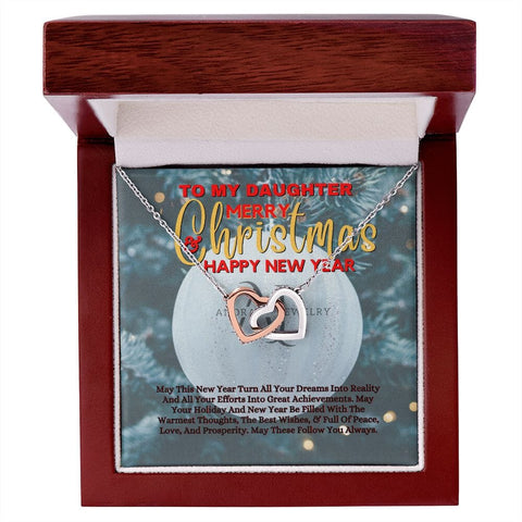 To My Daughter - Merry Christmas - Interlocking Heart Necklace