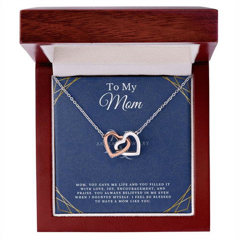 To My Mom - Interlocking Heart Necklace