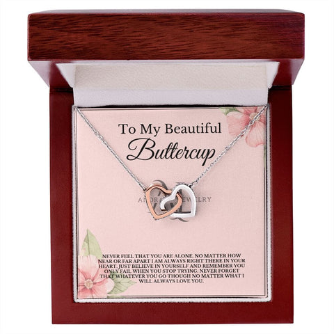 To My Beautiful Buttercup - Interlocking Heart Necklace