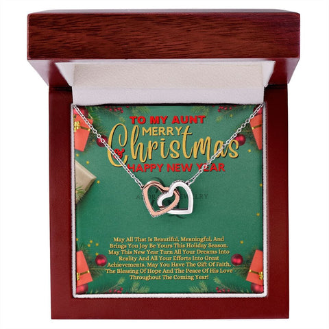 To My Aunt - Merry Christmas - Interlocking Heart Necklace