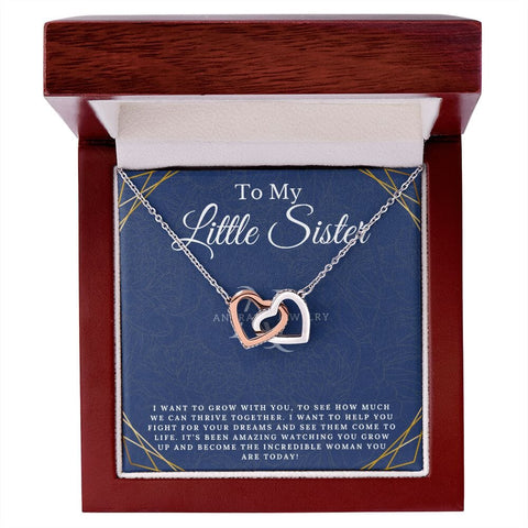 To My Little Sister - Interlocking Heart Necklace