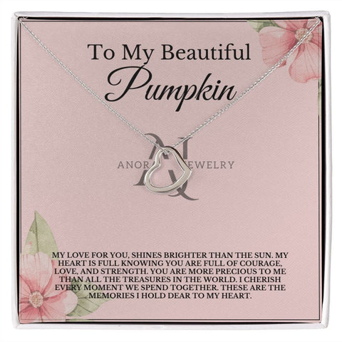 To My Beautiful Pumpkin - Gold Heart Pendant Necklace