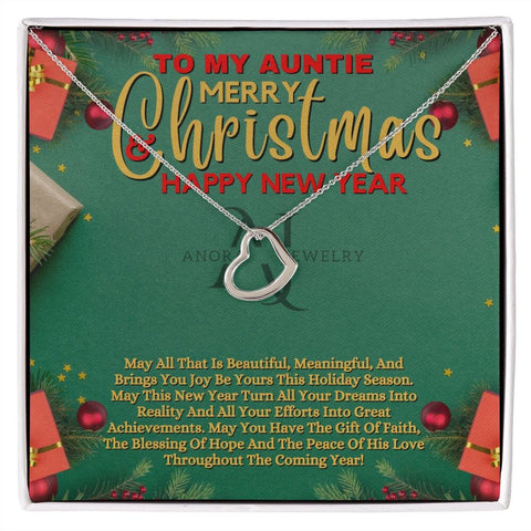 To My Auntie - Merry Christmas - Gold Heart Pendant Necklace