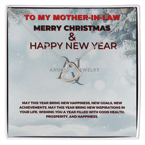To My Mother-In-Law - Merry Christmas - Gold Heart Pendant Necklace