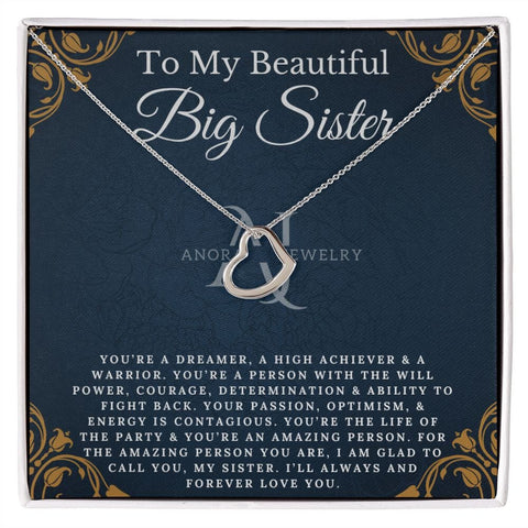 To My Beautiful Big Sister - Heart Pendant Necklace