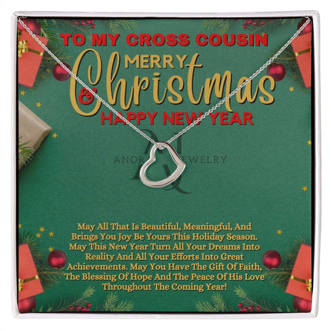 To My Cross Cousin - Merry Christmas - Gold Heart Pendant Necklace