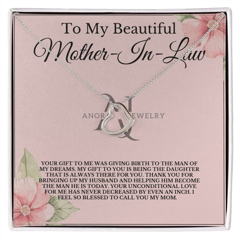 To My Beautiful Mother-In-Law - Gold Heart Pendant Necklace