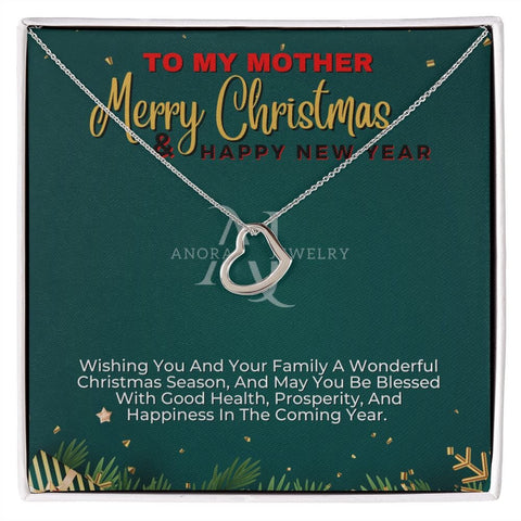 To My Mother - Merry Christmas - Gold Heart Pendant Necklace