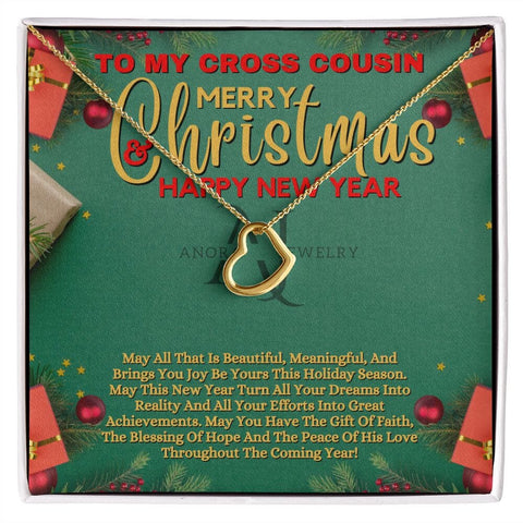 To My Cross Cousin - Merry Christmas - Gold Heart Pendant Necklace