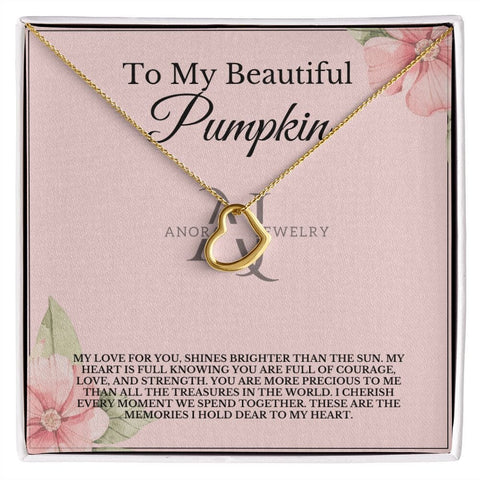 To My Beautiful Pumpkin - Gold Heart Pendant Necklace