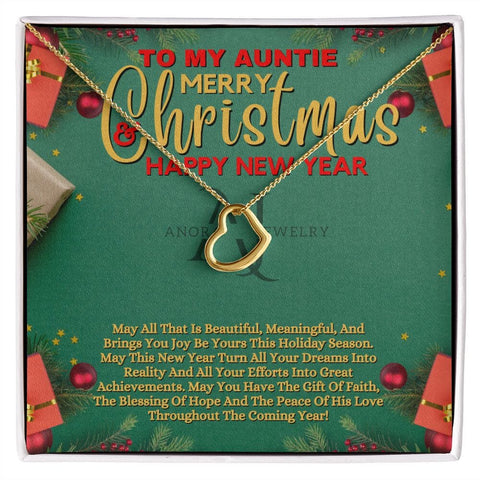 To My Auntie - Merry Christmas - Gold Heart Pendant Necklace