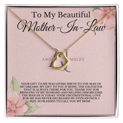 To My Beautiful Mother-In-Law - Gold Heart Pendant Necklace