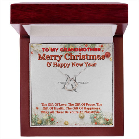 To My Grandmother - Merry Christmas -  Gold Heart Pendant Necklace
