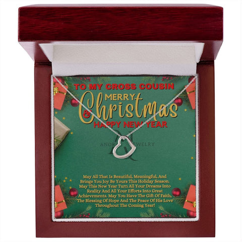 To My Cross Cousin - Merry Christmas - Gold Heart Pendant Necklace