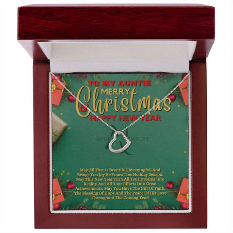 To My Auntie - Merry Christmas - Gold Heart Pendant Necklace