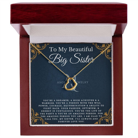 To My Beautiful Big Sister - Heart Pendant Necklace