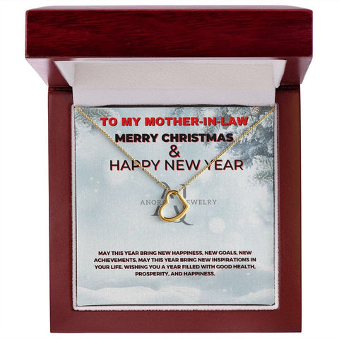 To My Mother-In-Law - Merry Christmas - Gold Heart Pendant Necklace