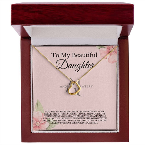 To My Beautiful Daughter - Gold Heart Pendant Necklace